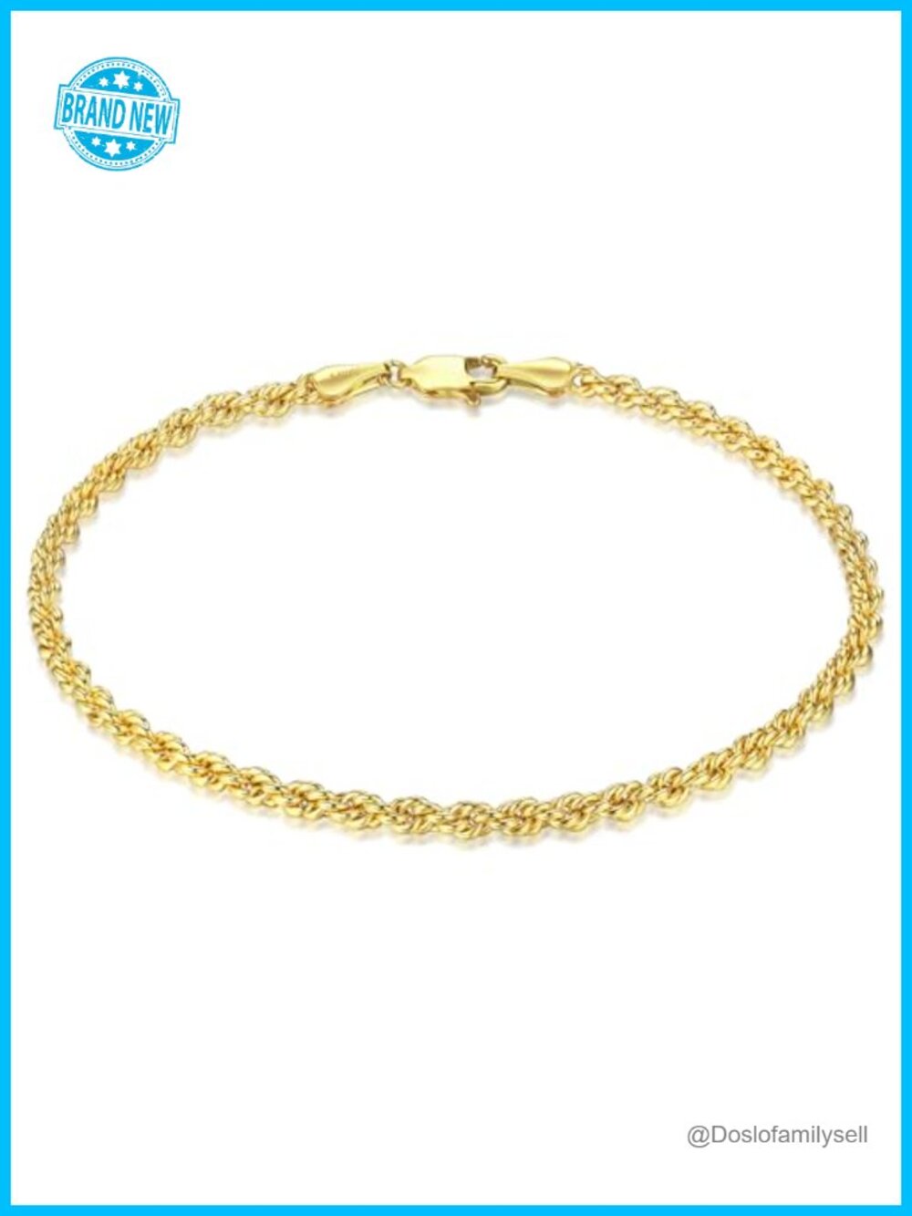 14K Gold Filled Rope Chain Bracelet Unisex Stackable Waterproof Non-Tarnish